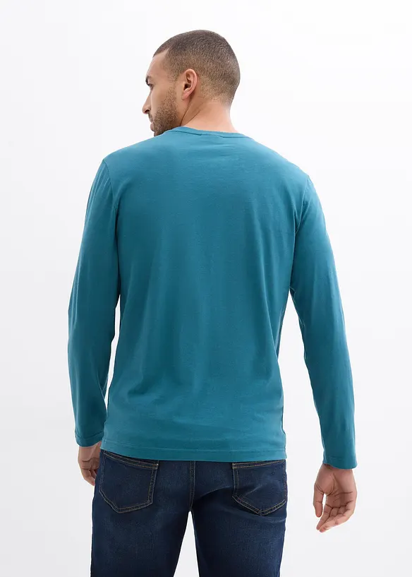 Henley tričko s dlouh&yacute;m ruk&aacute;vem, z čist&eacute; organick&eacute; bavlny (2 ks v balen&iacute;), bonprix