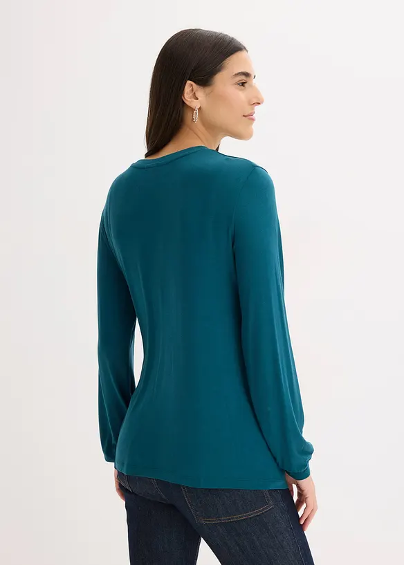 Triko s dlouh&yacute;m ruk&aacute;vem, z měkk&eacute; visk&oacute;zov&eacute; směsi, bonprix