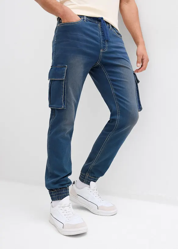 Cargo dž&iacute;ny Slim Fit Jogger, Straight, s pohodln&yacute;m pasem, bonprix