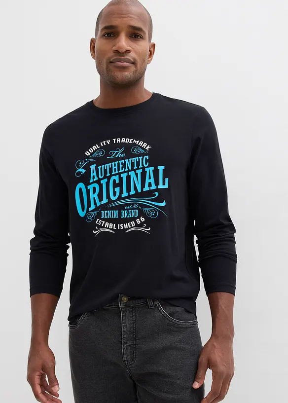 Tričko s dlouh&yacute;m ruk&aacute;vem, z čist&eacute; organick&eacute; bavlny, bonprix