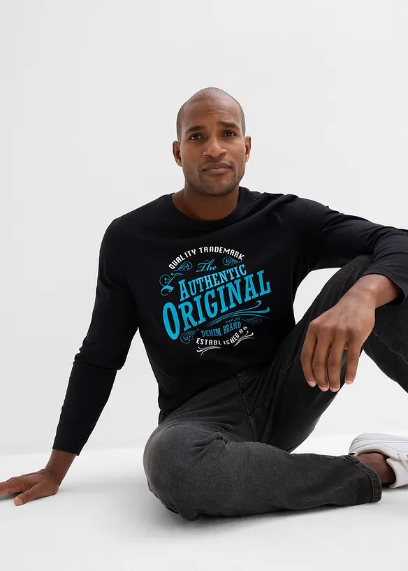 Tričko s dlouh&yacute;m ruk&aacute;vem, z čist&eacute; organick&eacute; bavlny, bonprix