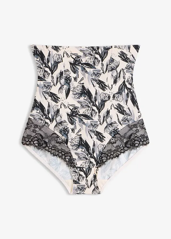 Stahovac&iacute; kalhotky s vysok&yacute;m pasem a krajkou, středn&iacute; tvaruj&iacute;c&iacute; efekt, bonprix