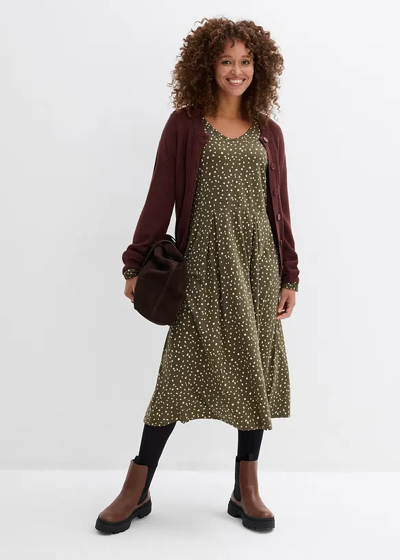 Bavlněn&eacute; &scaron;aty ze žerzeje, midi d&eacute;lka, bonprix