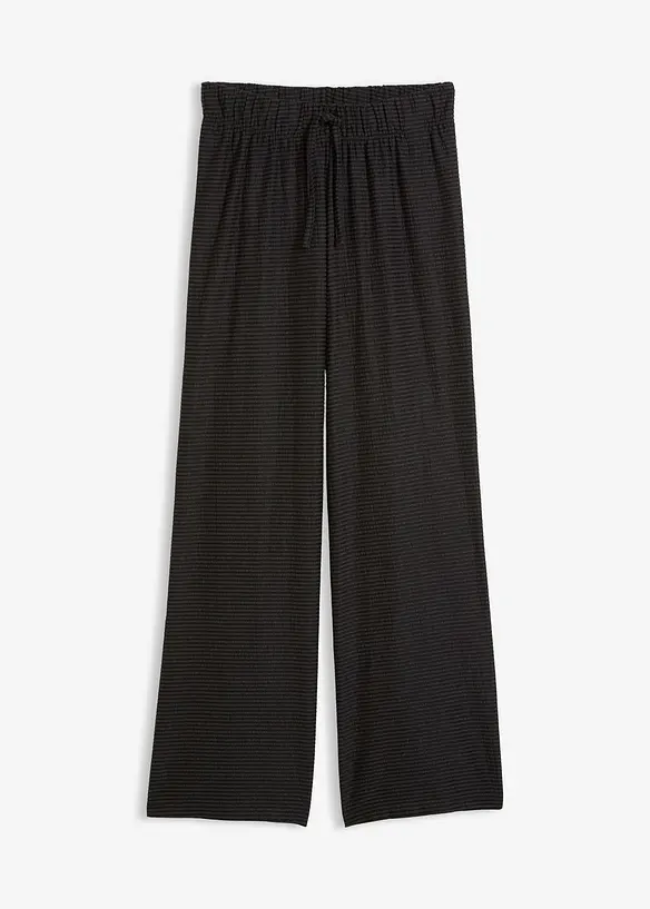 Proužkovan&eacute; žerzejov&eacute; kalhoty se &scaron;ňůrkou na stažen&iacute;, z bavlněn&eacute; směsi, bonprix