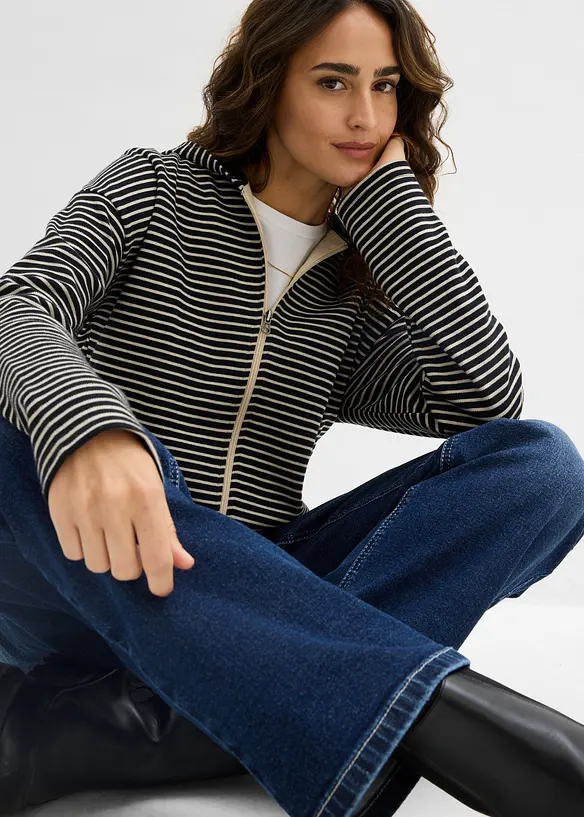 Pruhovan&aacute; prop&iacute;nac&iacute; mikina z bavlněn&eacute; směsi, bonprix