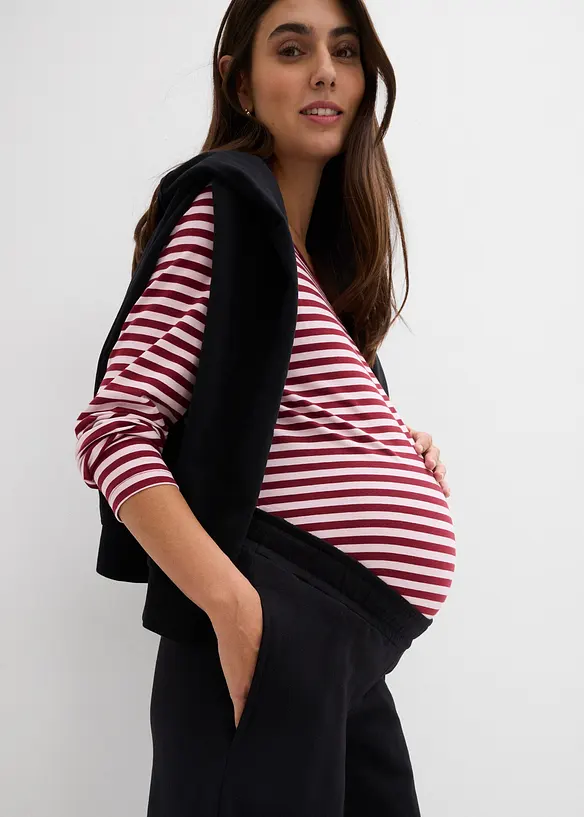 Těhotensk&eacute; kalhoty 2 v 1, nastaviteln&yacute; p&aacute;s přes bř&iacute;&scaron;ko, bonprix