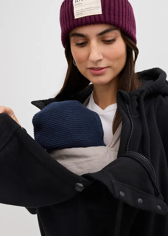 Fl&iacute;sov&aacute; bunda 4 v 1, se vsadkou na no&scaron;en&iacute; miminka, možnost no&scaron;en&iacute; vpředu i vzadu, bonprix