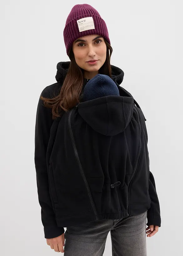 Fl&iacute;sov&aacute; bunda 4 v 1, se vsadkou na no&scaron;en&iacute; miminka, možnost no&scaron;en&iacute; vpředu i vzadu, bonprix