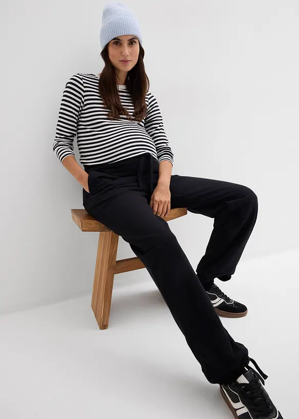 Těhotensk&eacute; kalhoty s nastavitelnou &scaron;&iacute;řkou lemu, z čist&eacute; organick&eacute; bavlny, bonprix