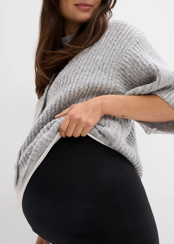 Žerzejov&eacute; kalhoty 2 v 1, s ohrnovac&iacute;m pasem, na těhotenstv&iacute; i po něm, bonprix