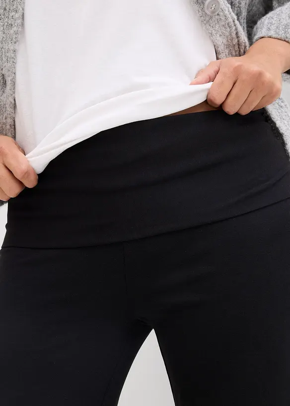 Žerzejov&eacute; kalhoty 2 v 1, s ohrnovac&iacute;m pasem, na těhotenstv&iacute; i po něm, bonprix