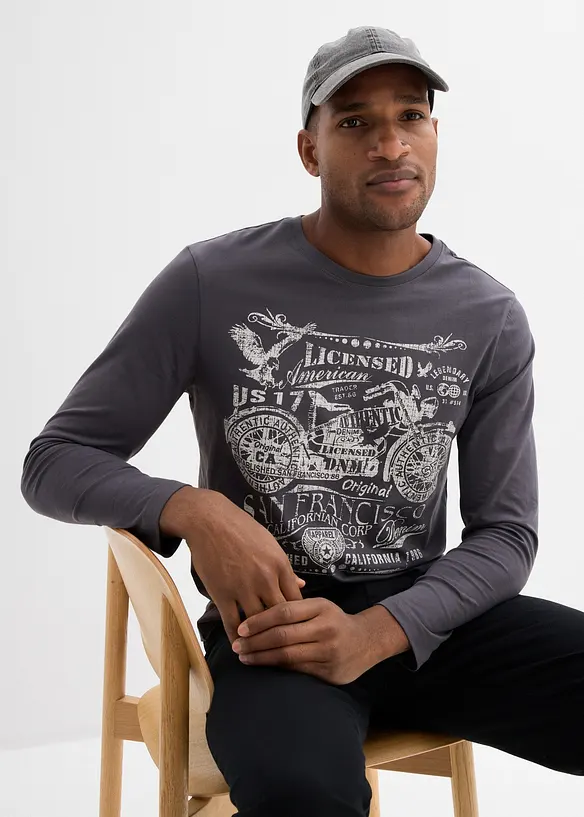 Triko s dlouh&yacute;m ruk&aacute;vem, z čist&eacute; organick&eacute; bavlny, bonprix