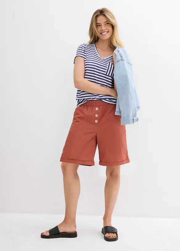 Bermudy z materiálu papertouch z bavlněné směsi, bonprix