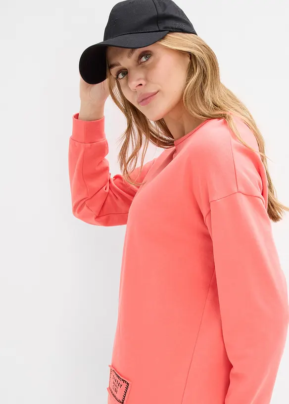 Mikina s delším zadním dílem, z bavlněné směsi, bonprix