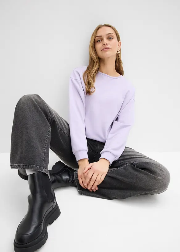 Mikina s del&scaron;&iacute;m zadn&iacute;m d&iacute;lem, z bavlněn&eacute; směsi, bonprix