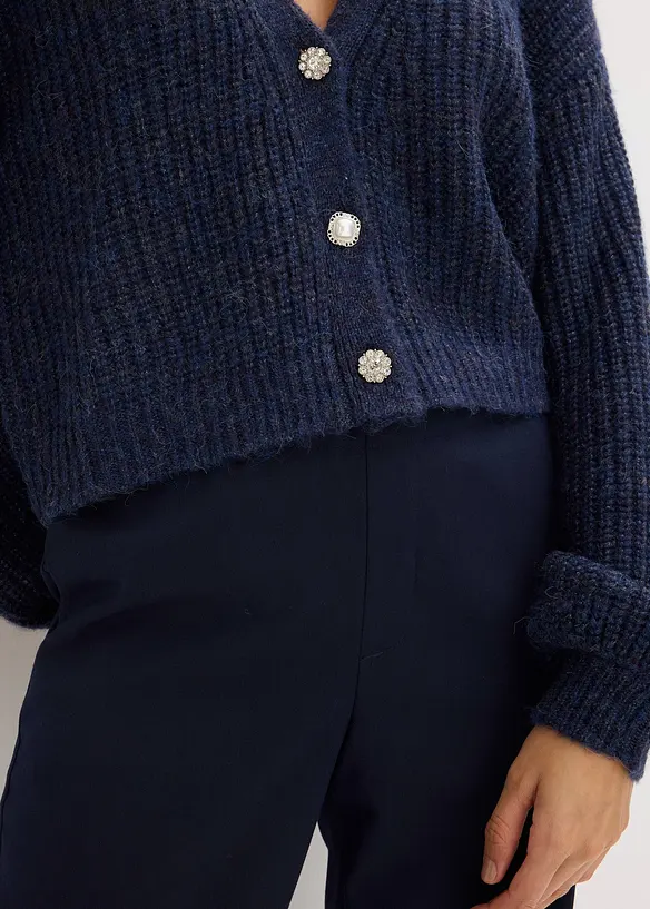 Kr&aacute;tk&yacute; pleten&yacute; kab&aacute;tek s třpytivou př&iacute;z&iacute; a pod&iacute;lem vlny, bonprix