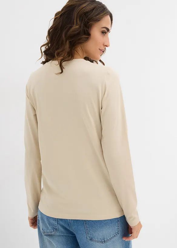 Triko s dlouh&yacute;m ruk&aacute;vem, z čist&eacute; organick&eacute; bavlny (2 ks), bonprix