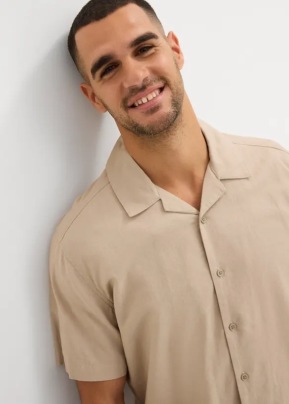 Košile s krátkým rukávem a podílem lnu, Loose Fit, bonprix