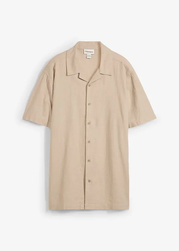 Košile s krátkým rukávem a podílem lnu, Loose Fit, bonprix
