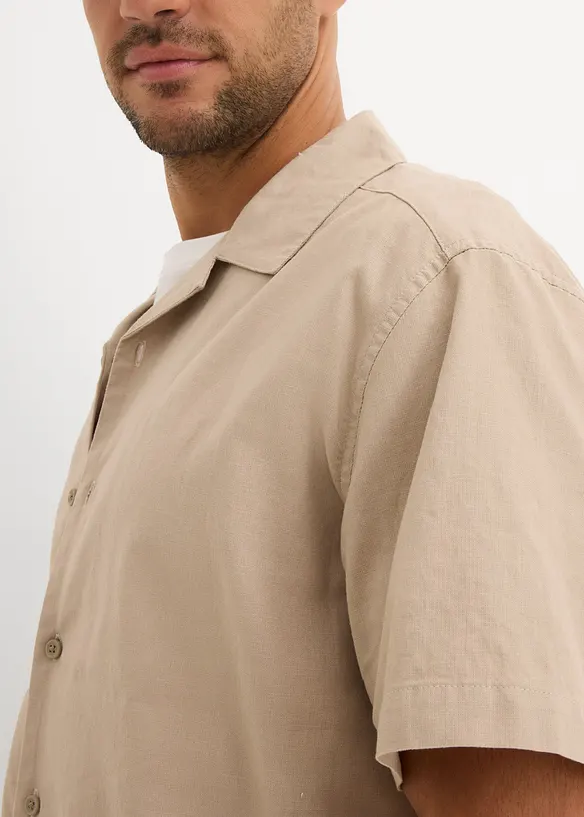 Košile s krátkým rukávem a podílem lnu, Loose Fit, bonprix