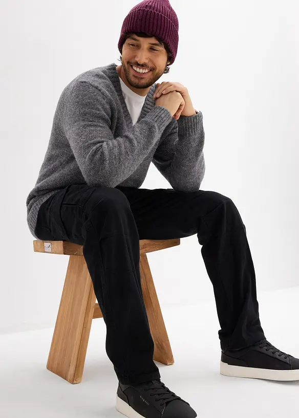 Cargo kalhoty z robustn&iacute; čist&eacute; bavlny, Relaxed Fit, Straight, bonprix