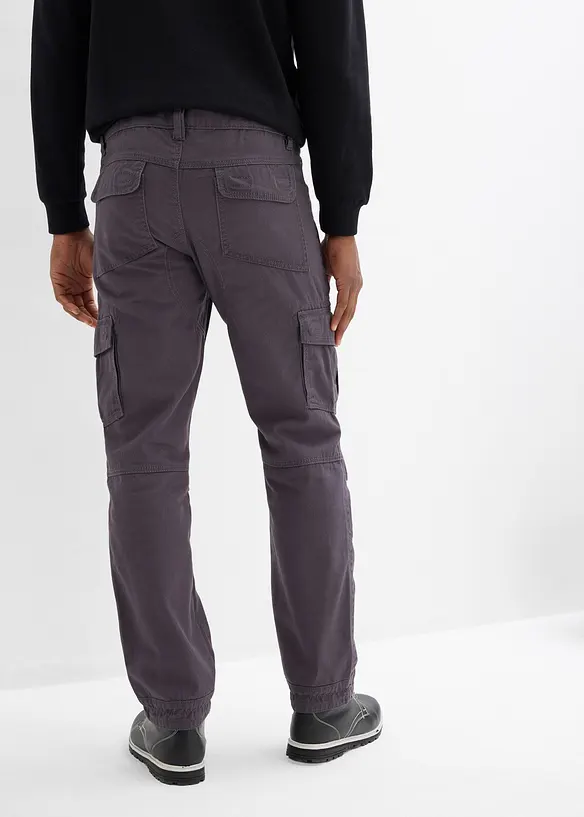 Cargo kalhoty z robustn&iacute; čist&eacute; bavlny, Relaxed Fit, Straight, bonprix