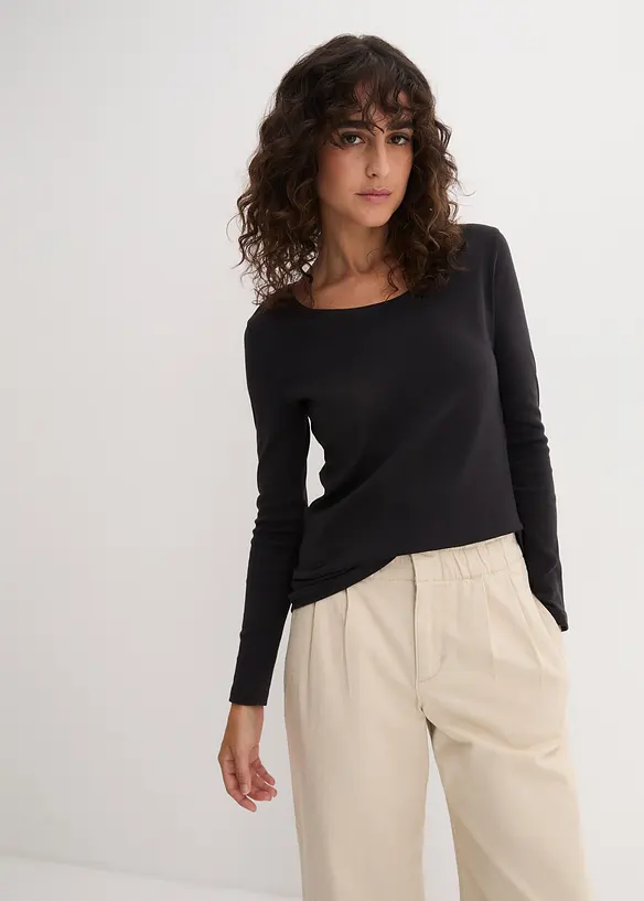 Tričko s dlouhým rukávem, z čisté organické bavlny, bonprix