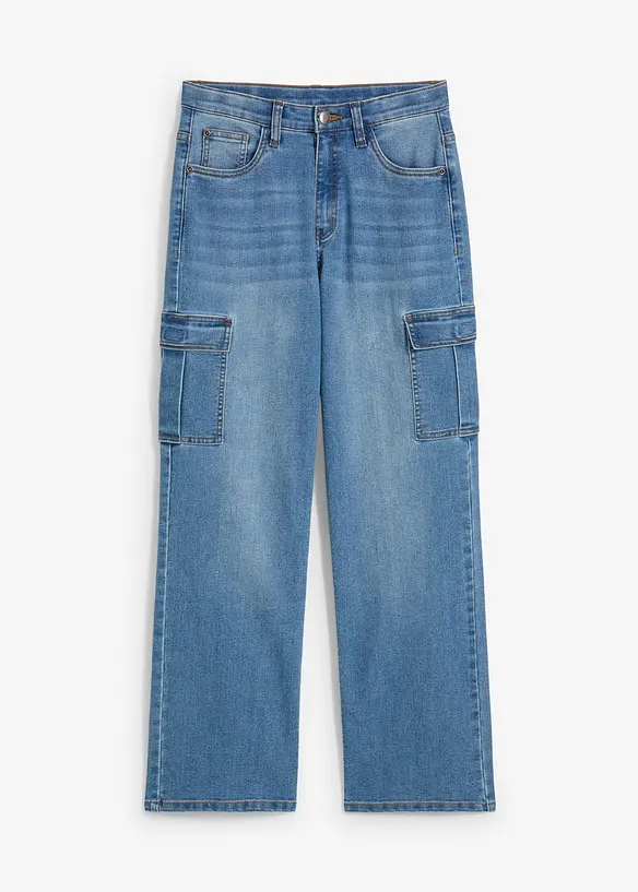 Strečov&eacute; dž&iacute;ny, Loose Fit, s nastaviteln&yacute;m pasem, Straight, bonprix