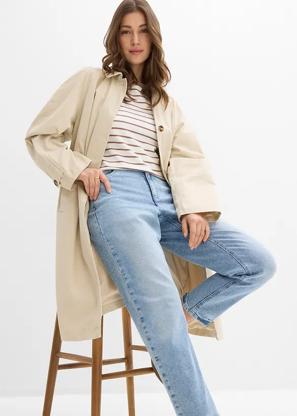 Mom dž&iacute;ny High Waist, mal&yacute; pod&iacute;l streče, zkr&aacute;cen&eacute;, bonprix