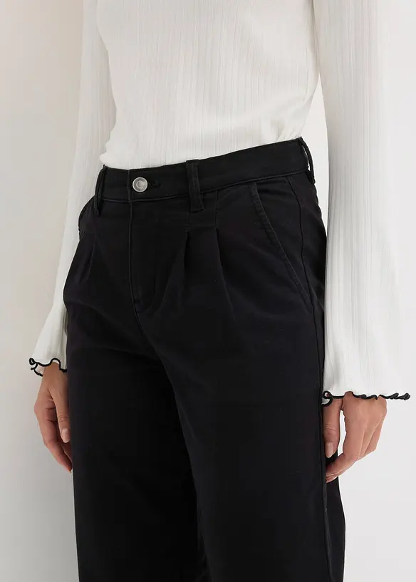 Kalhoty se sklady v pohodln&eacute;m pase, Wide Leg, bonprix