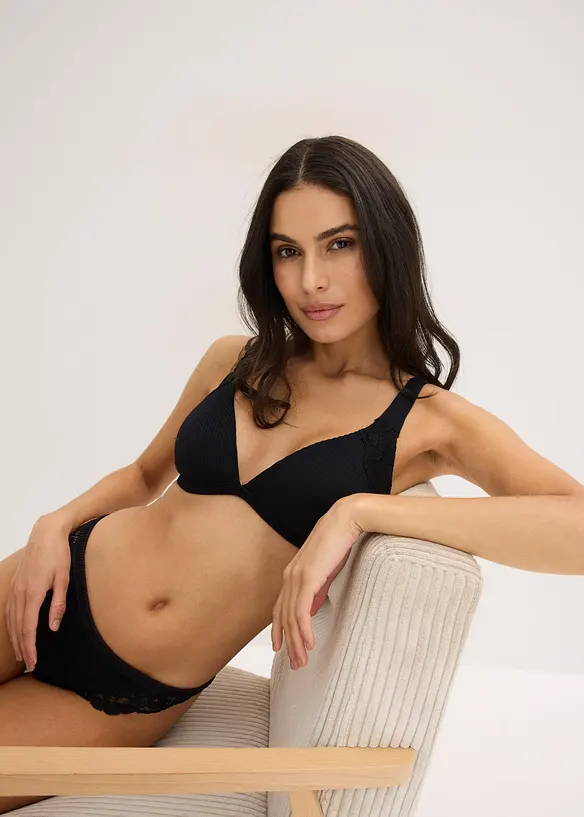 Vyztužen&aacute; podprsenka bez kostic, s měkk&yacute;m žebrovan&yacute;m materi&aacute;lem, bonprix