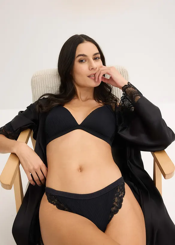 Tanga s měkk&yacute;m žebrovan&yacute;m materi&aacute;lem, bonprix