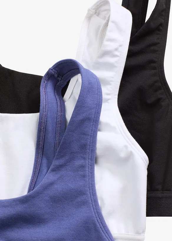 Podprsenkový top s organickou bavlnou (3 ks v balení), bonprix