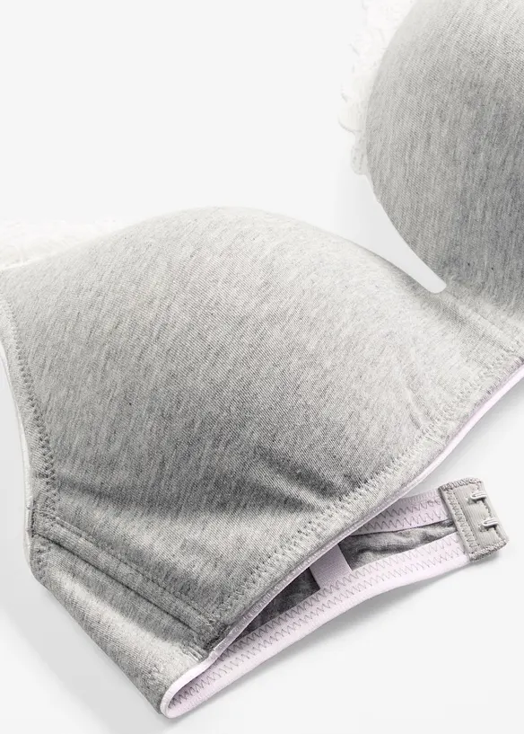 Vyztužen&aacute; podprsenka bez kostic, s bavlnou a krajkou, bonprix