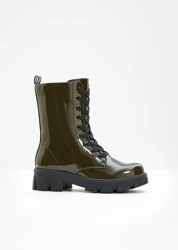 &Scaron;něrovac&iacute; kotn&iacute;kov&aacute; obuv s lakovan&yacute;m vzhledem, bonprix