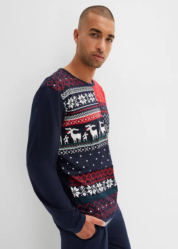 Pyžamo s dlouh&yacute;m ruk&aacute;vem, z čist&eacute; bavlny, bonprix