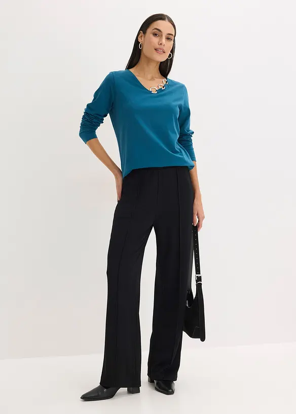 Triko s dlouh&yacute;m ruk&aacute;vem a kroužky, bonprix