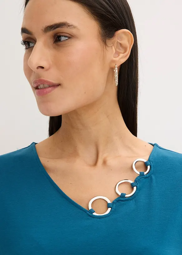 Triko s dlouh&yacute;m ruk&aacute;vem a kroužky, bonprix