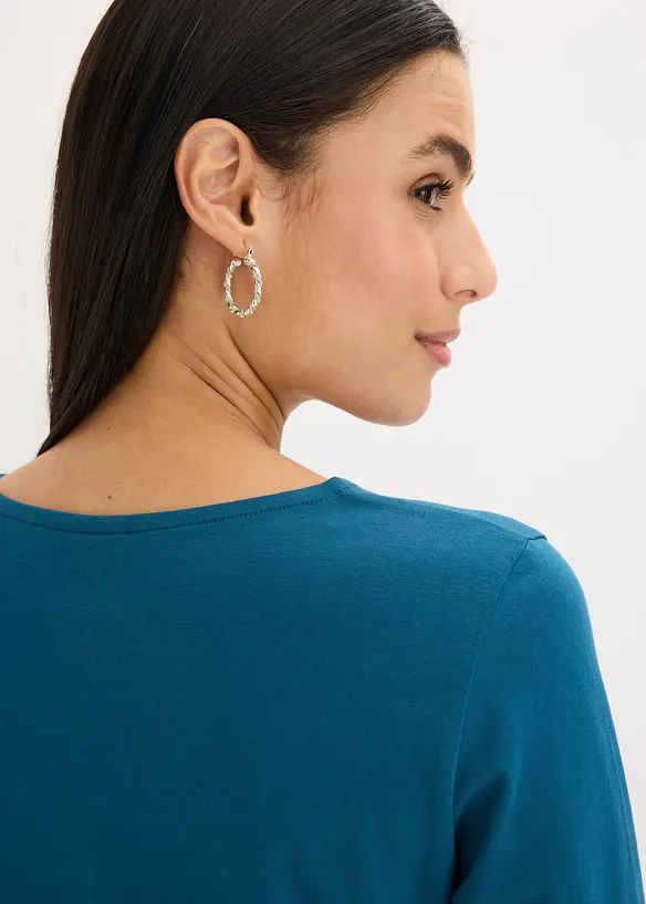 Triko s dlouh&yacute;m ruk&aacute;vem a kroužky, bonprix