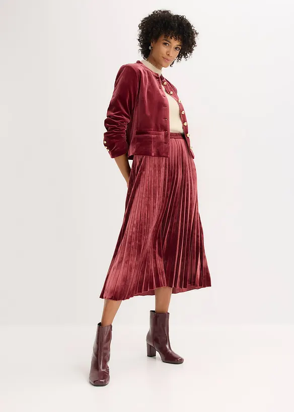 Plisovaná sukně z jemného sametu, bonprix