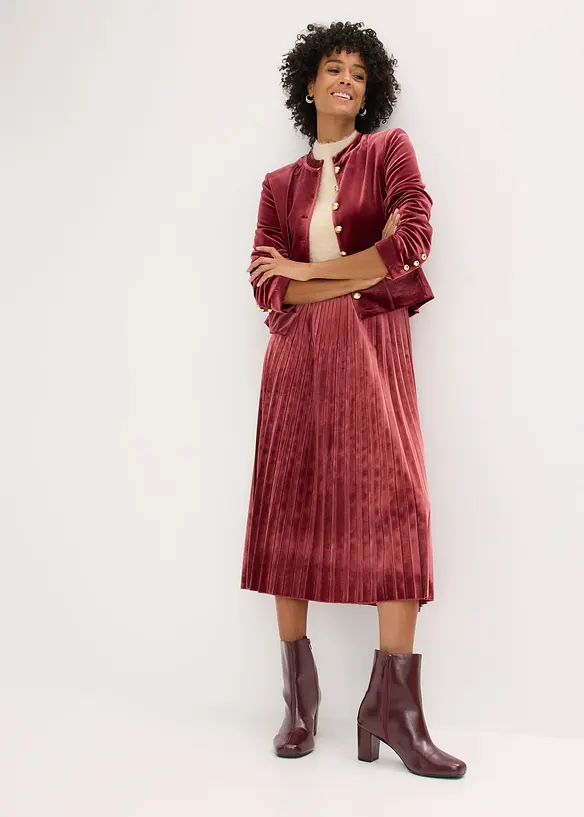 Plisovaná sukně z jemného sametu, bonprix