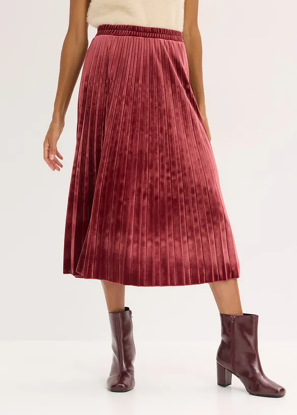 Plisovaná sukně z jemného sametu, bonprix