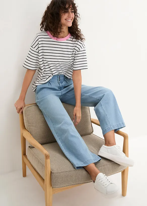 Dž&iacute;ny s pohodln&yacute;m pasem, Wide Leg, High Waist, bonprix