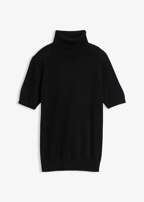 Svetr s rol&aacute;kov&yacute;m l&iacute;mcem, kr&aacute;tk&yacute; ruk&aacute;v, bonprix