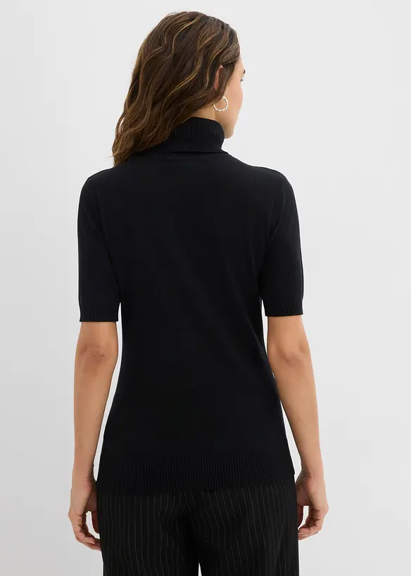 Svetr s rol&aacute;kov&yacute;m l&iacute;mcem, kr&aacute;tk&yacute; ruk&aacute;v, bonprix