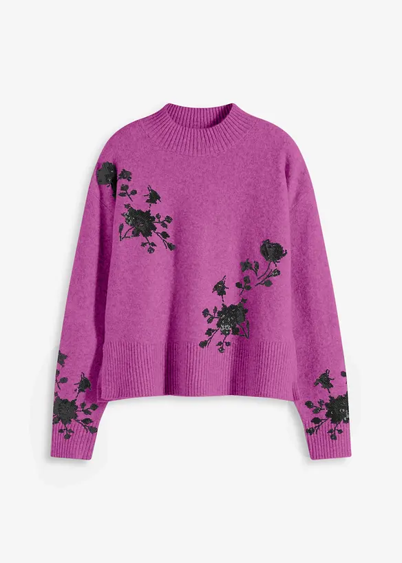 Svetr s pajetkovou výšivkou, bonprix