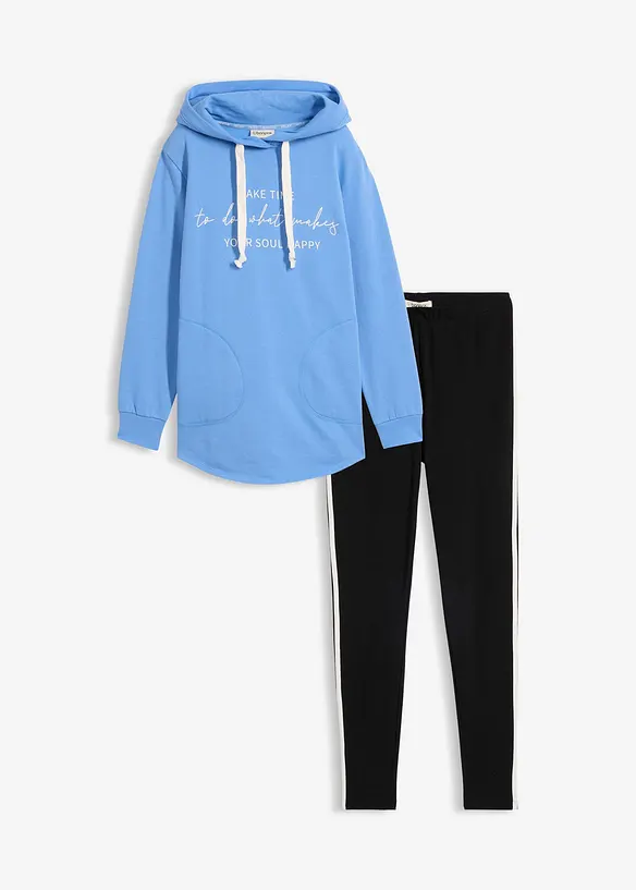 Sportovn&iacute; souprava (2d&iacute;ln&aacute;): dlouh&aacute; mikina + leg&iacute;ny, bonprix