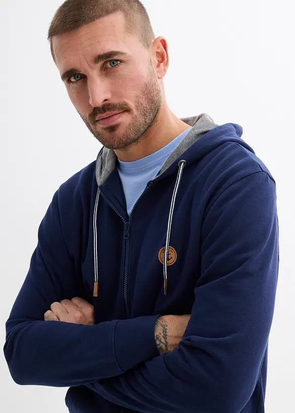 Prop&iacute;nac&iacute; mikina s kapuc&iacute;, z čist&eacute; organick&eacute; bavlny, bonprix