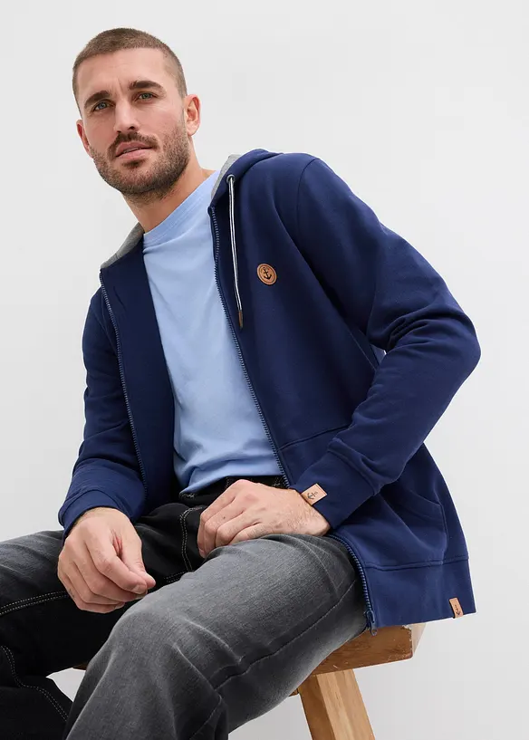 Prop&iacute;nac&iacute; mikina s kapuc&iacute;, z čist&eacute; organick&eacute; bavlny, bonprix