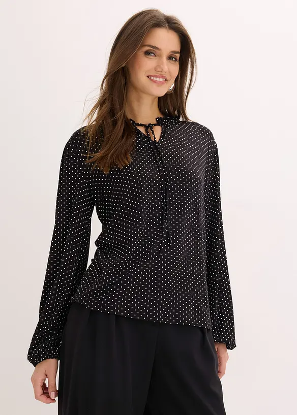 Triko s dlouh&yacute;m ruk&aacute;vem, z visk&oacute;zov&eacute; směsi, bonprix